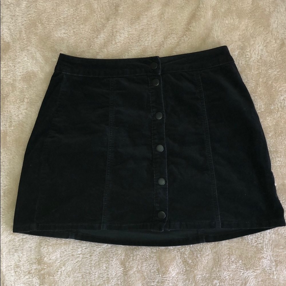 Button up velvet mini skirt